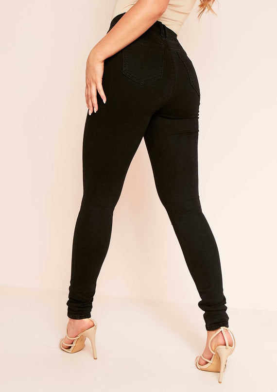 Missyempire Arna Denim 5 Pocket Black Wash Skinny Jeans