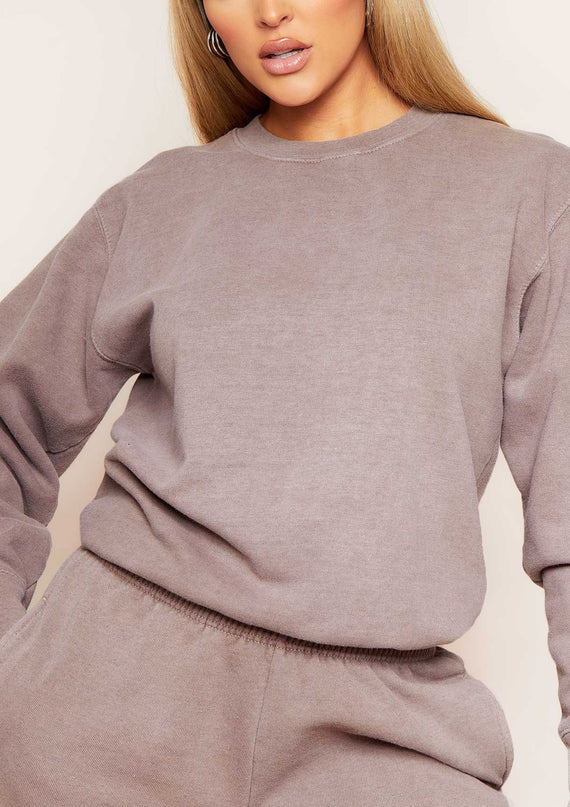 Missyempire Ashley Mocha Washed Oversized Sweatshirt