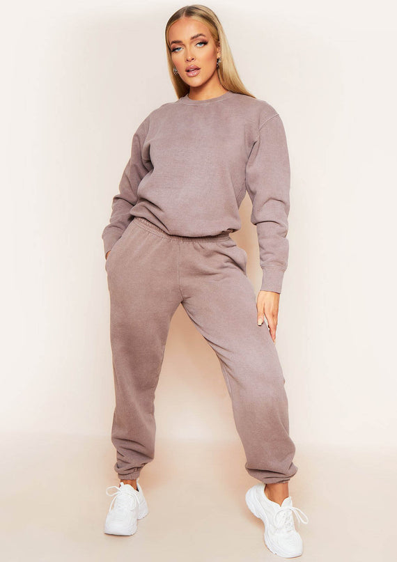 Missyempire Ashley Mocha Washed Oversized Sweatshirt