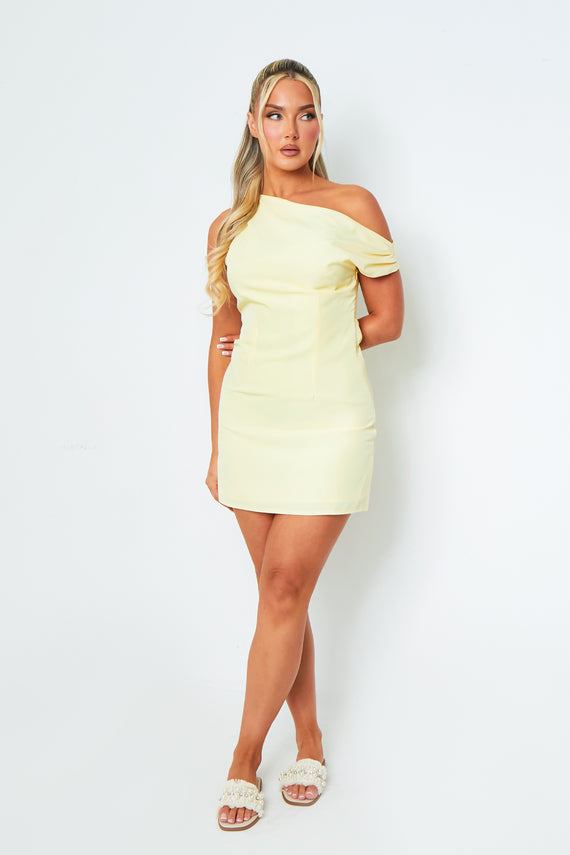 Missyempire Ashley Yellow One Shoulder Structured Mini Dress