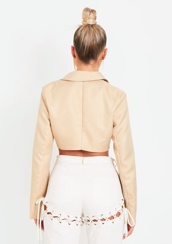 Missyempire Ashlyn Stone Cropped Cargo Blazer Jacket