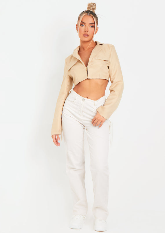 missyempire Ashlyn Stone Cropped Cargo Blazer Jacket