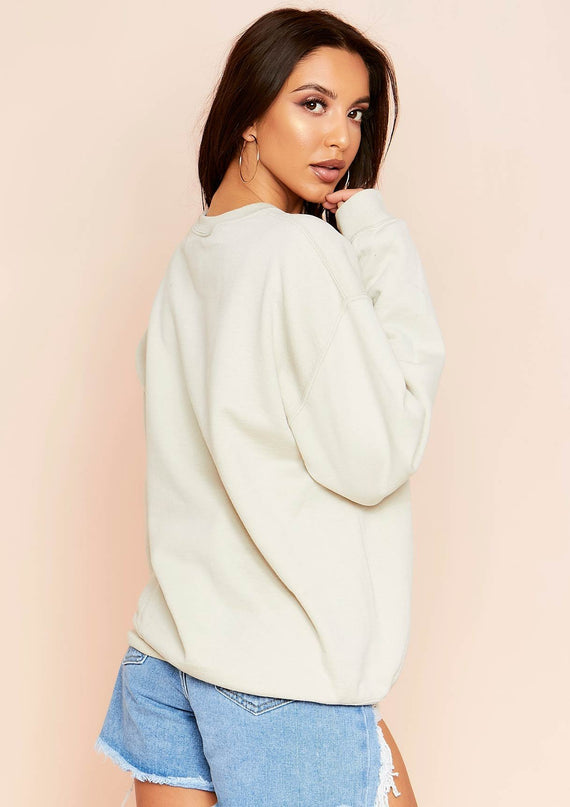 Missyempire Austyn Sand Slogan Femme Icon Oversized Sweatshirt