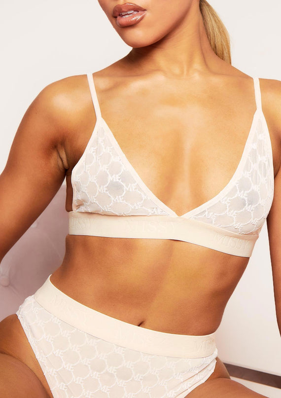 Missyempire Aviana Pink Missy Empire Embroidered Mesh Tape Triangle Bra