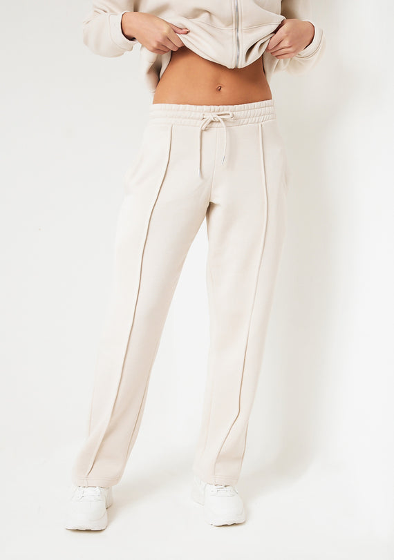 Missyempire Bailey Cream Seam Detail Wide Leg Joggers
