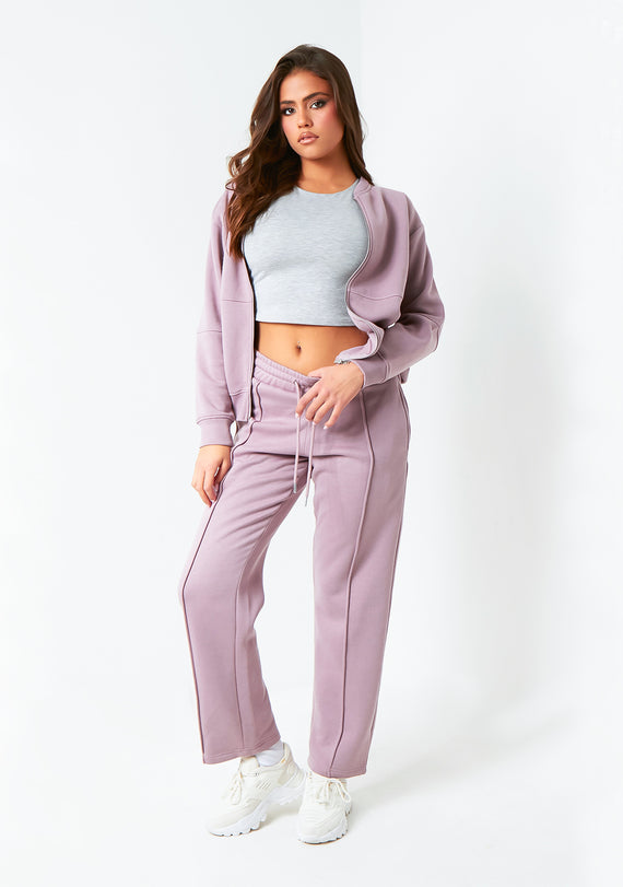 missyempire Bailey Mauve Purple Seam Detail Wide Leg Joggers
