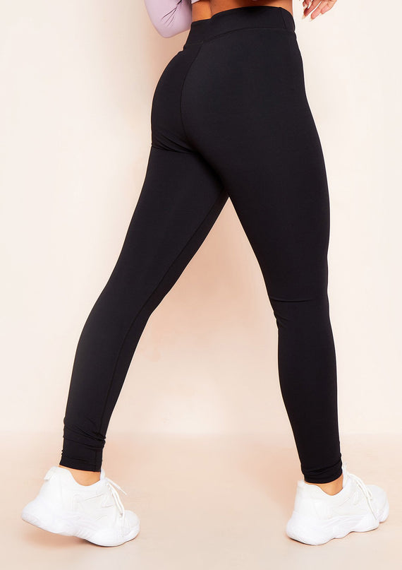 Missyempire Bella Black Missy Sport Tab Logo Thick Gym Leggings