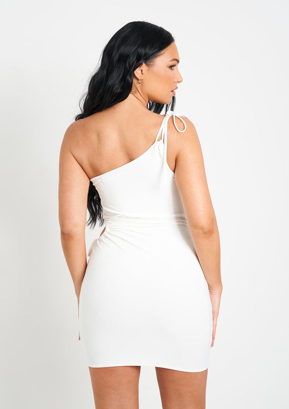 Missyempire Brielle White Cut Out Tie Detail Mini Dress