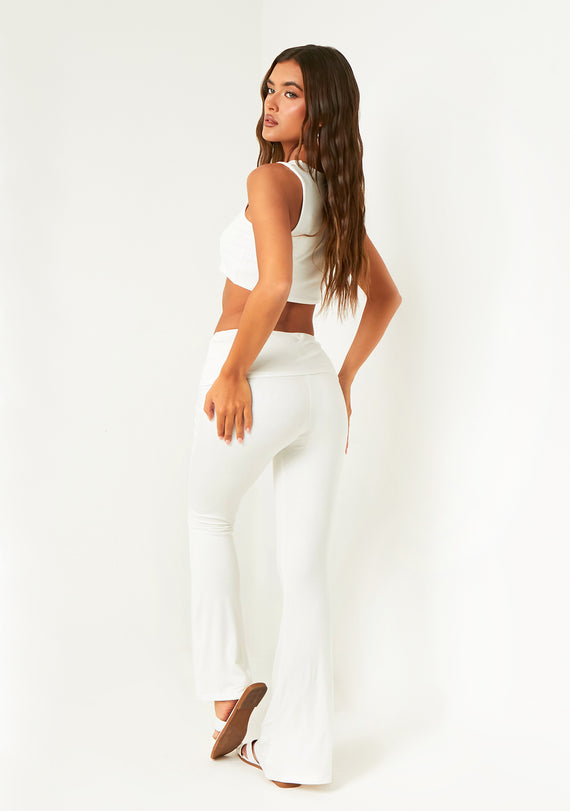 Missyempire Carmen Ivory Ruched Front Fold Over Trouser