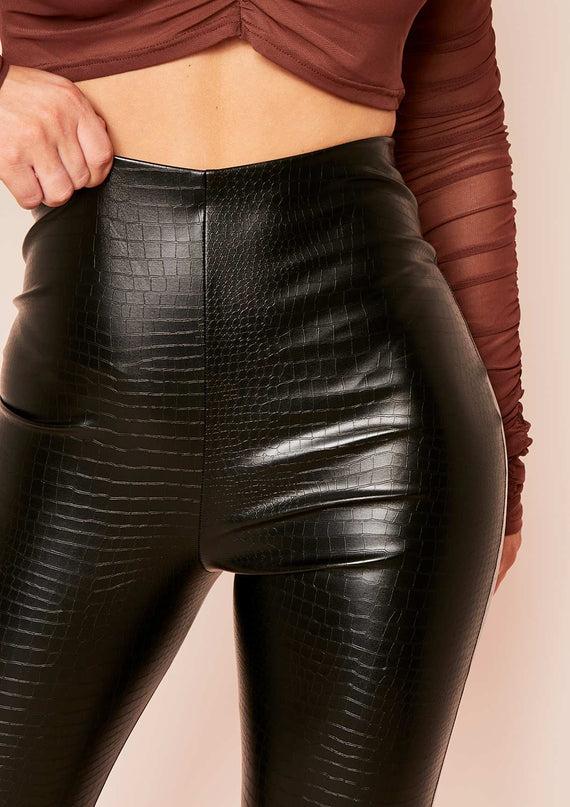 Missyempire Celia Black Croc Print High Waisted Leggings