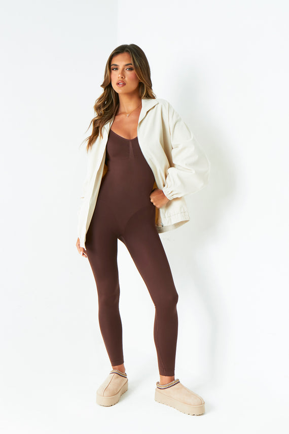 Missyempire Celly Cream Oversized Cotton Bomber Jacket