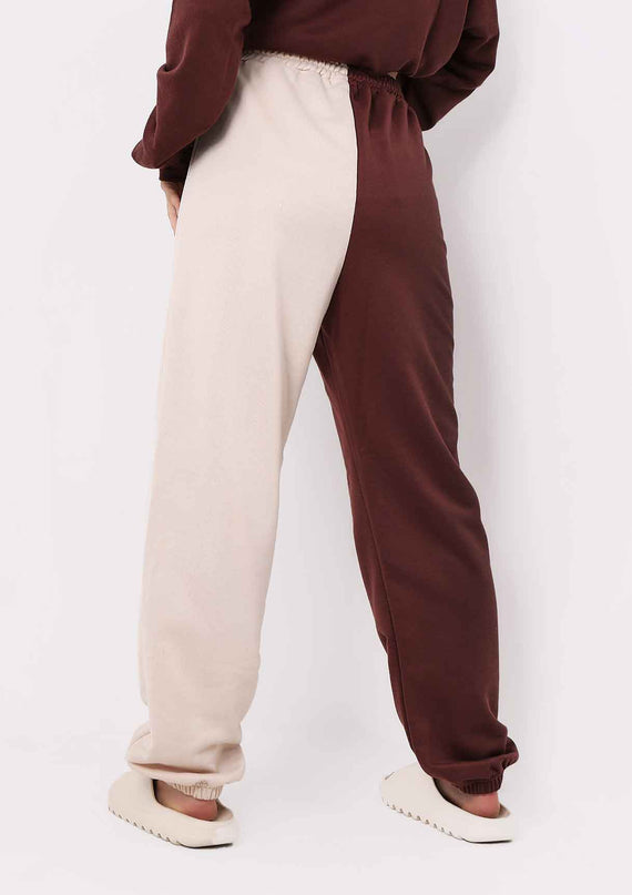 Missyempire Cheryl Chocolate Beige Two Colour Splice Jogger