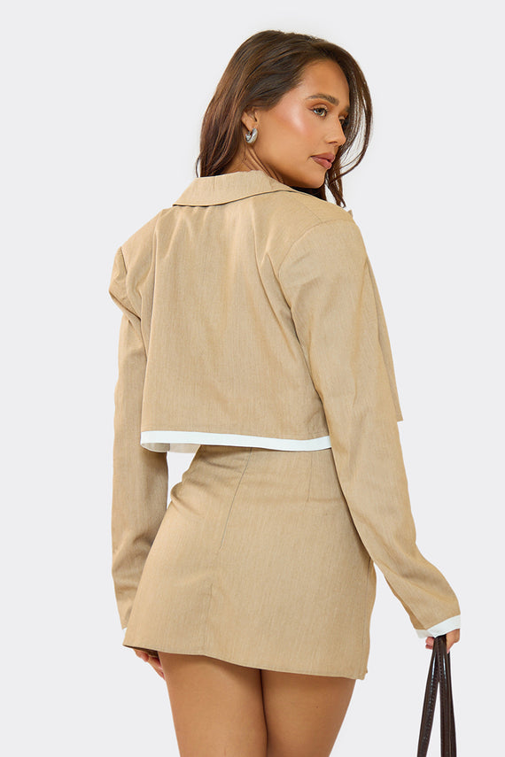missyempire Christina Stone Contrast Cropped Blazer