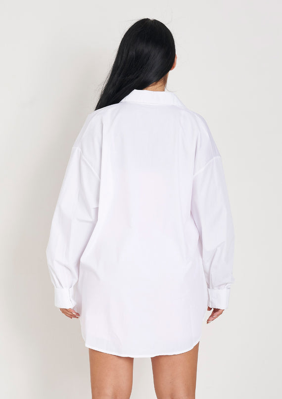 Missyempire Clara White Thick Cotton Oversized Shirt