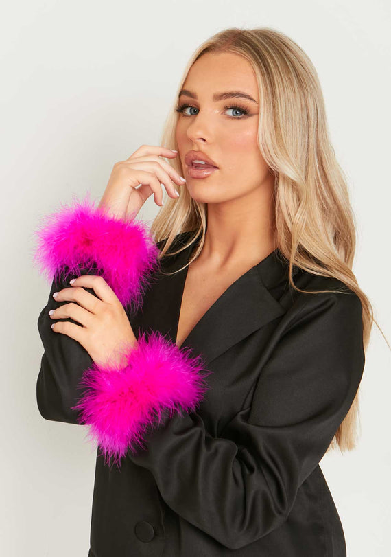 missyempire Connie Pink Feather Snap Cuffs Set Of 2