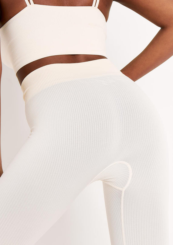 Missyempire Cyndi Cream Seamless Ribbed High Waisted Leggings