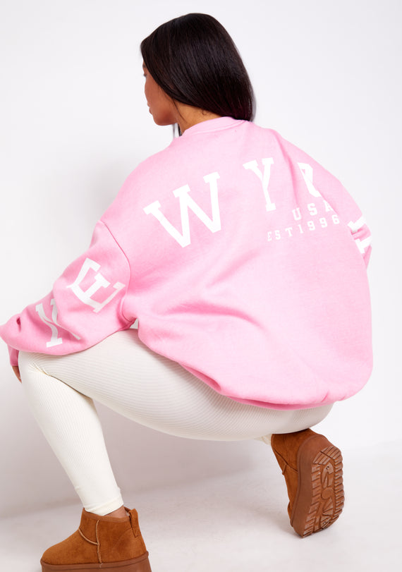 Missyempire Desiree Pink New York Oversized Sweatshirt