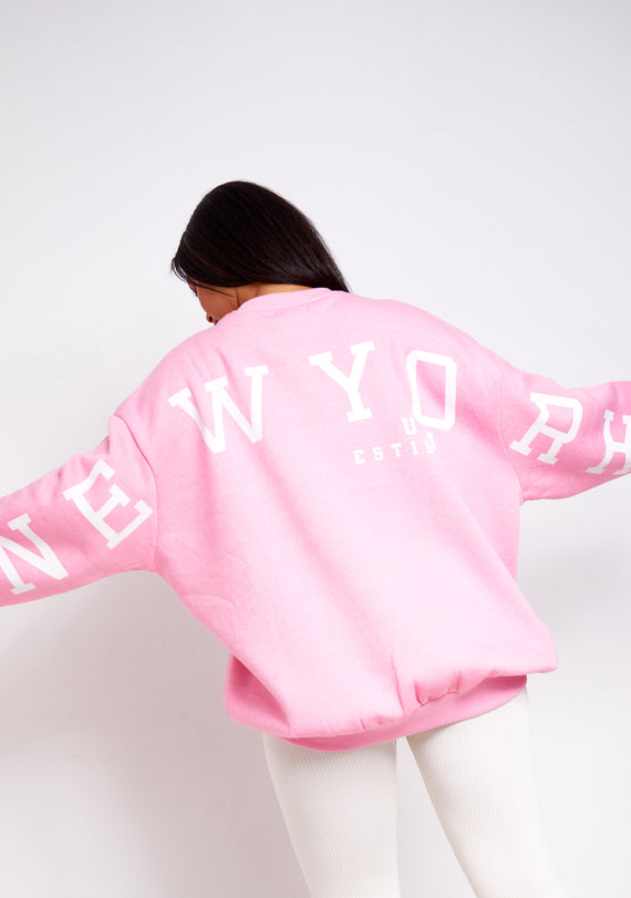 missyempire Desiree Pink New York Oversized Sweatshirt