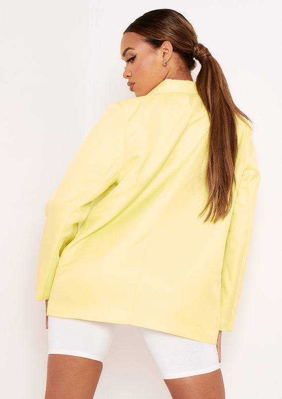 Missyempire Elise Lemon Yellow Tailored Oversized Blazer