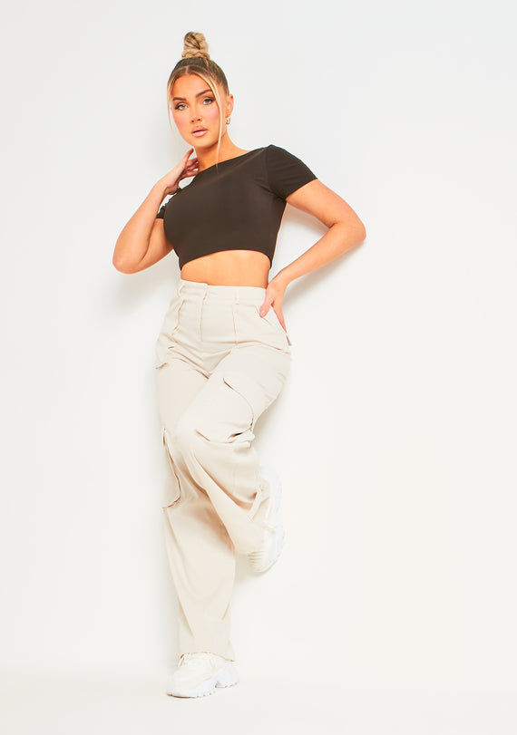 Missyempire Elle Black Premium Sculpt Backless Crop Top