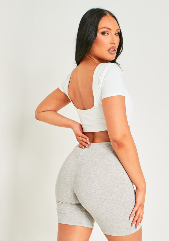 Missyempire Elle White Premium Sculpt Backless Crop Top