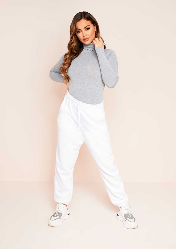 Missyempire Elli Grey Basic Jersey Roll Neck Bodysuit
