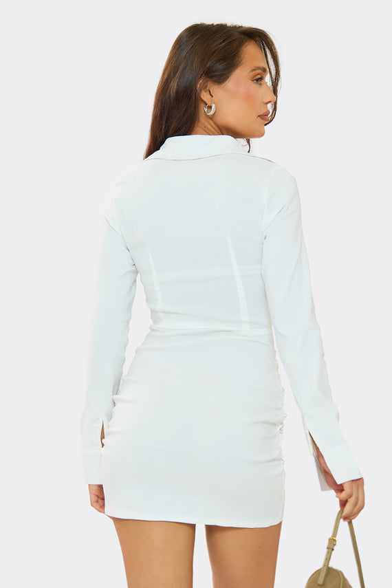Missyempire Eloise White Corset Style Ruched Skirt Mini Dress