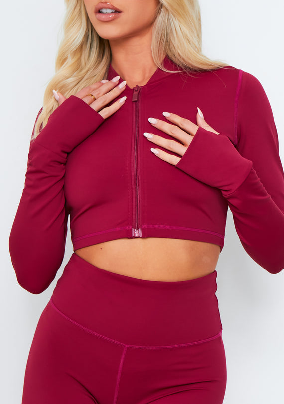 Missyempire Emma Burgundy Missy Empire Zipper Gym Jacket