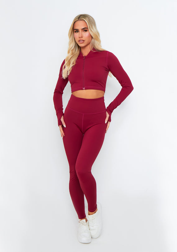 Missyempire Emma Burgundy Missy Empire Zipper Gym Jacket