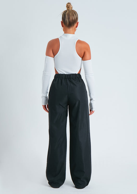 Missyempire Emmy Black High Waisted Wide Leg Trousers