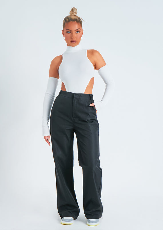 Missyempire Emmy Black High Waisted Wide Leg Trousers