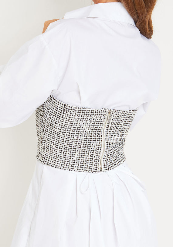 Missyempire Felicity Black Tweed Tailored Bandeau Corset