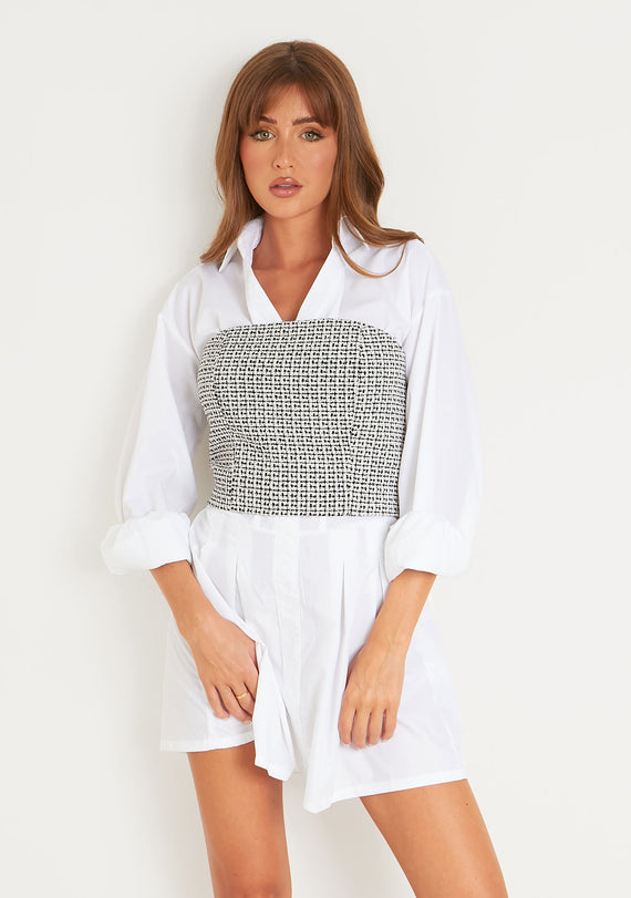 missyempire Felicity Black Tweed Tailored Bandeau Corset