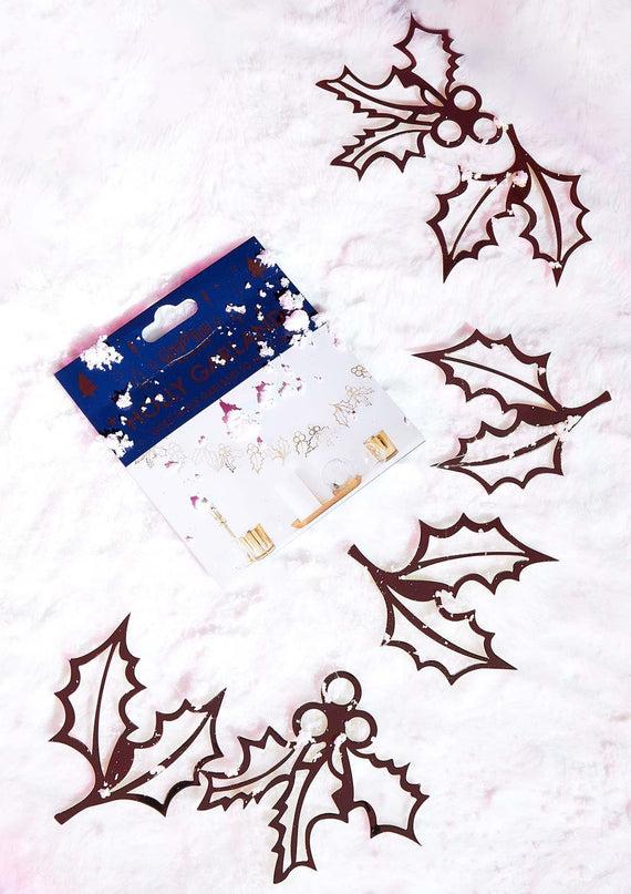 missyempire Ginger Ray Gold Christmas Holly Garland