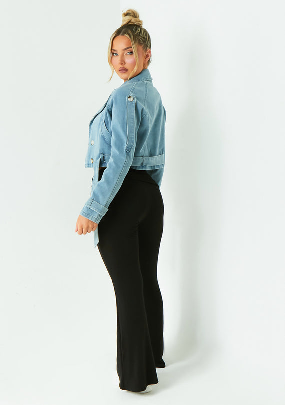 Missyempire Harlee Blue Denim Oversized Biker Jacket