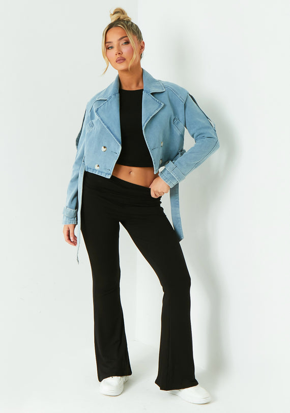 missyempire Harlee Blue Denim Oversized Biker Jacket