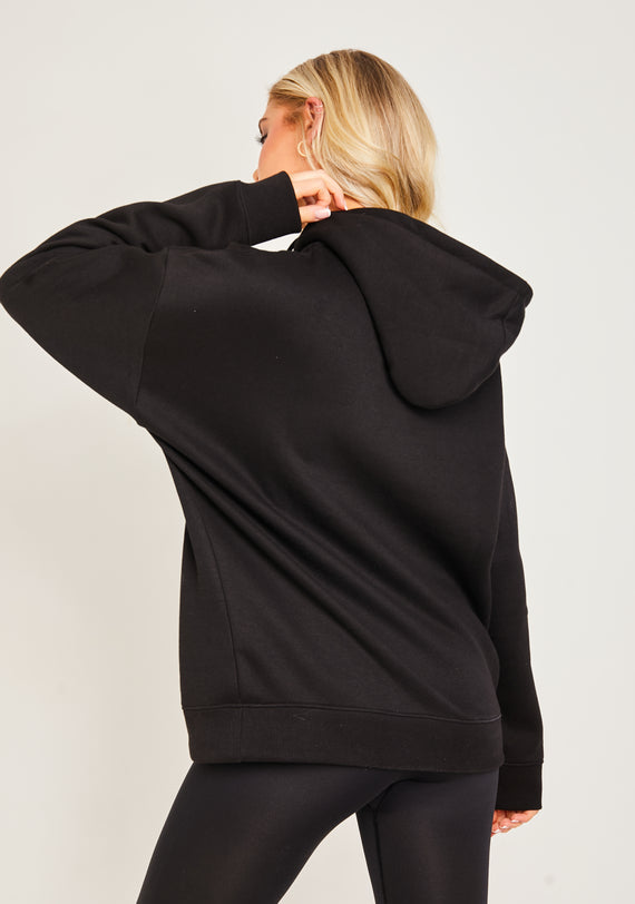 Missyempire Hollie Black Borg Oversized Sport Hoodie