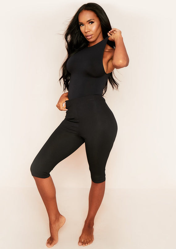 Missyempire Jane Black Lux Second Skin Crew Neck Racer Bodysuit