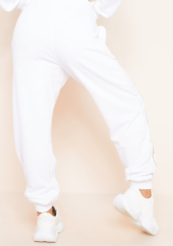 Missyempire Jasmin White Contrast Binding Detail Jogger