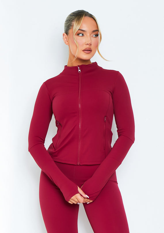 missyempire Jenna Burgundy Active Long Sleeve Jacket