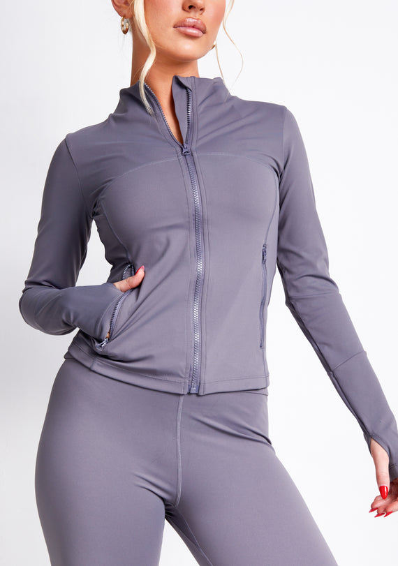 Missyempire Jenna Charcoal Active Long Sleeve Jacket