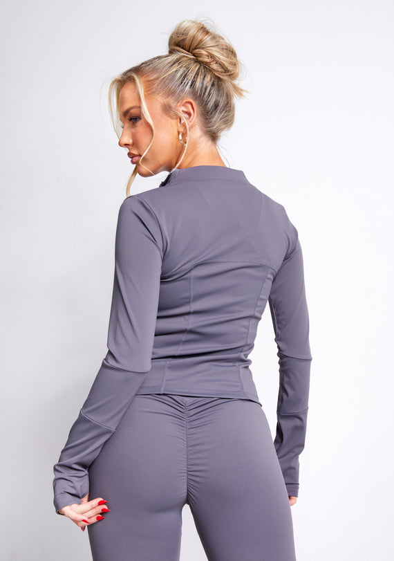 Missyempire Jenna Charcoal Active Long Sleeve Jacket