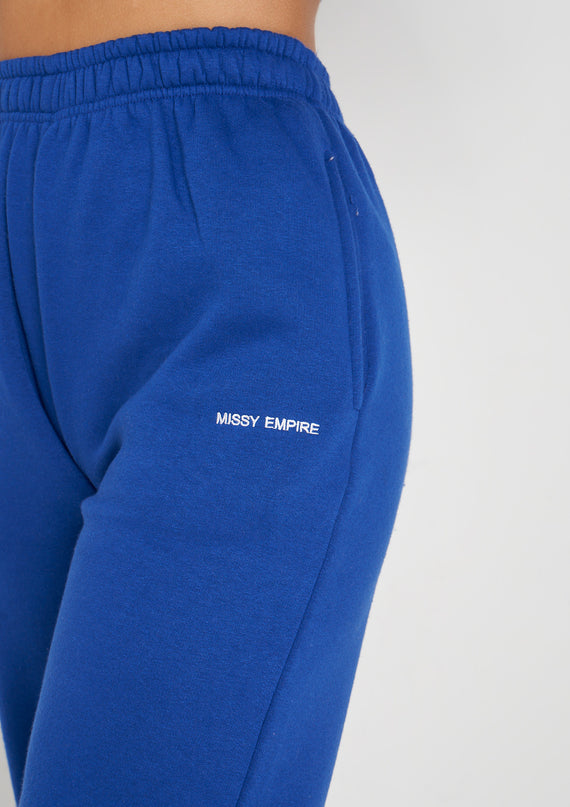 Missyempire Jianna Cobalt Blue Embroidered Cuffed Joggers