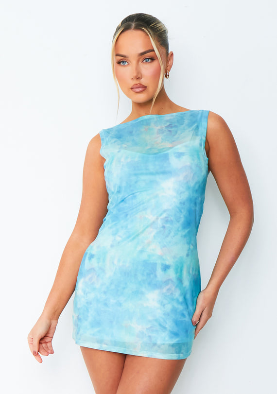 Missyempire Kate Blue Ombre Sleeveless Mesh Mini Dress