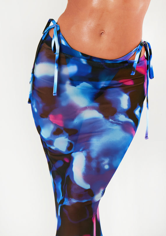 Missyempire Kayla Blue Multi Colour Printed Maxi Skirt