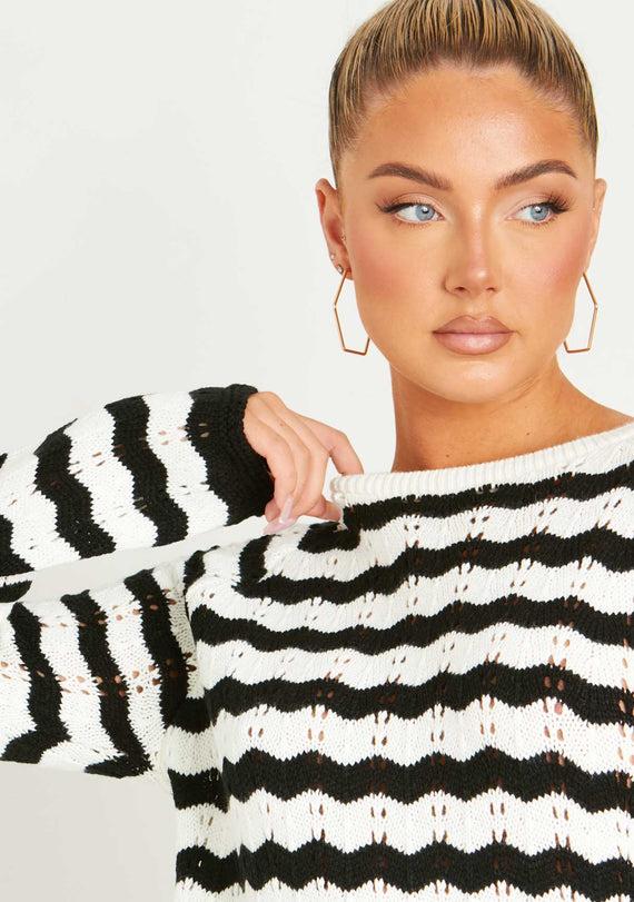 Missyempire Kaylee Black And White Crochet Mini Dress