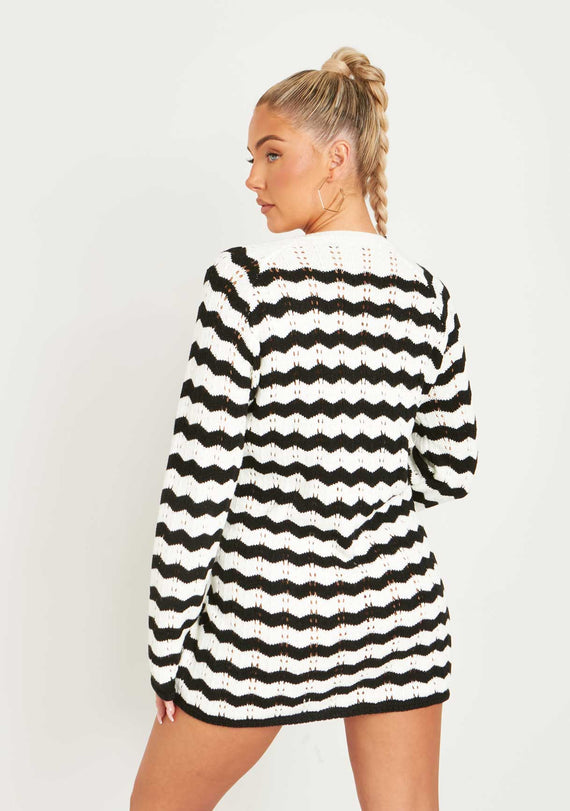 Missyempire Kaylee Black And White Crochet Mini Dress