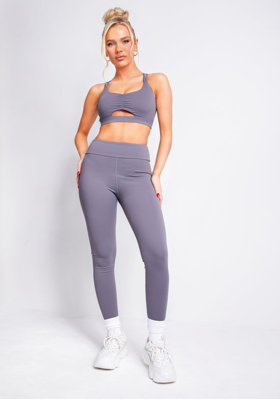 Missyempire Lacey Charcoal Active Ruched Bum Leggings