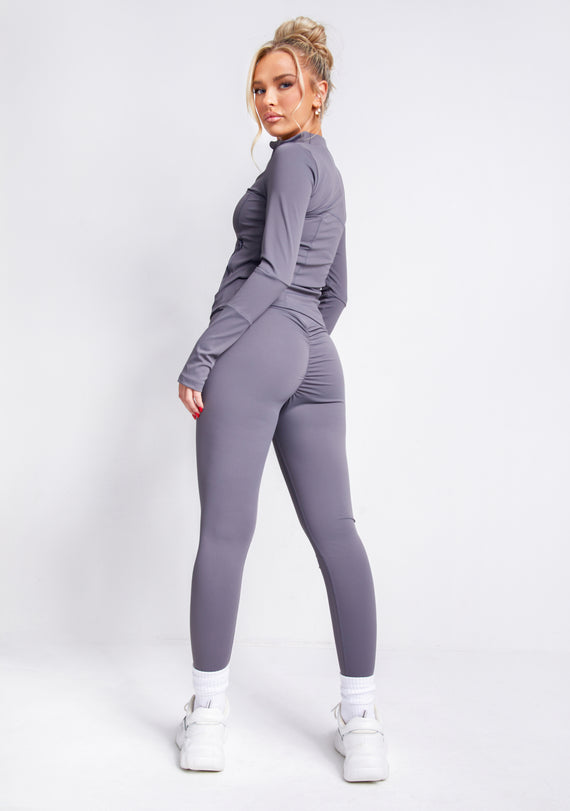 missyempire Lacey Charcoal Active Ruched Bum Leggings