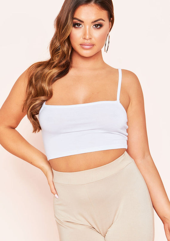 Missyempire Laila White Basic Jersey Strappy Crop Top